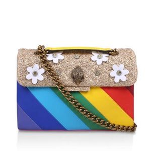 Kurt Geiger Rainbow Leather Raffia Bag W Flowers